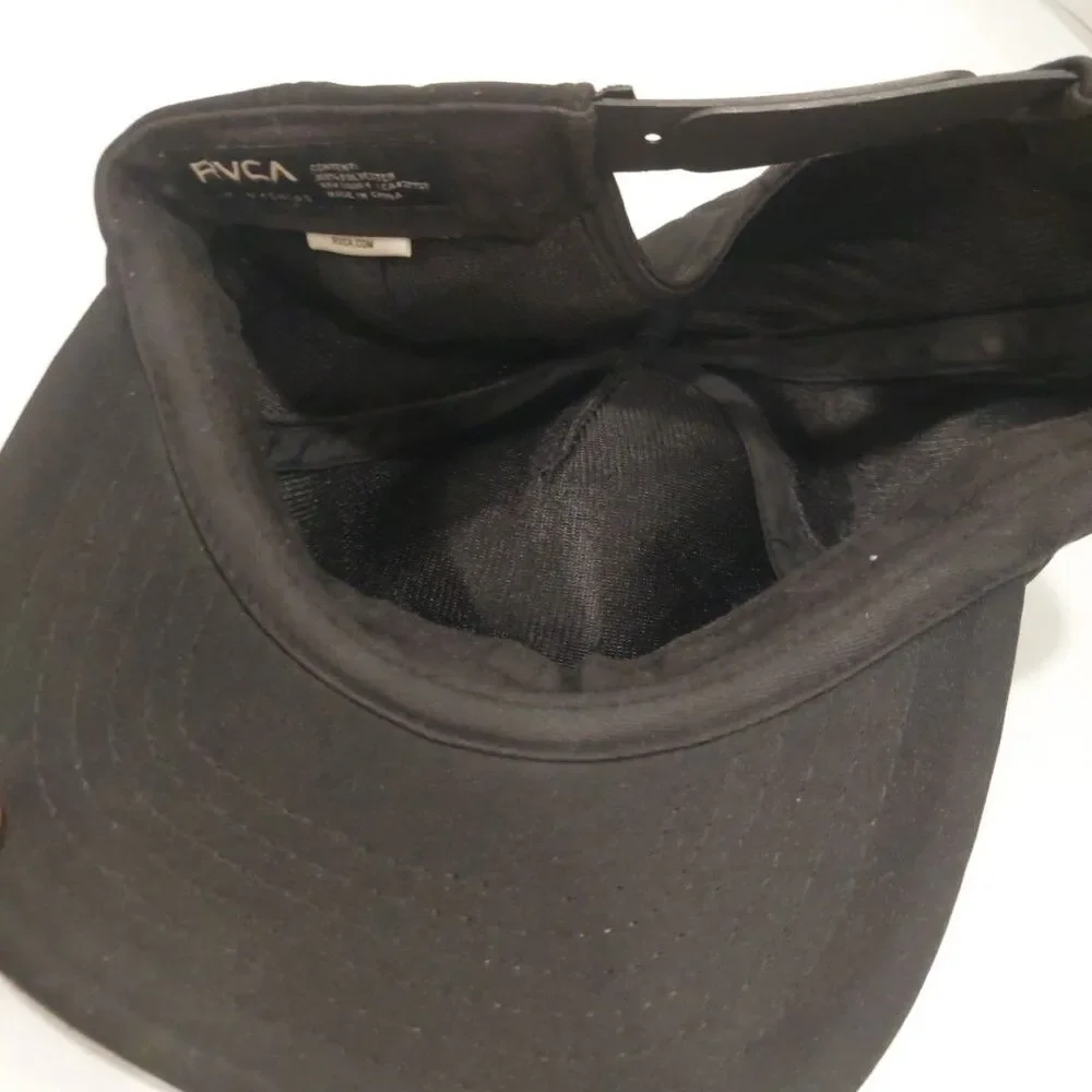 RVCA By PM Tenore Black Snapback Trucker Hat Cap White Duck In Tall Hat RARE